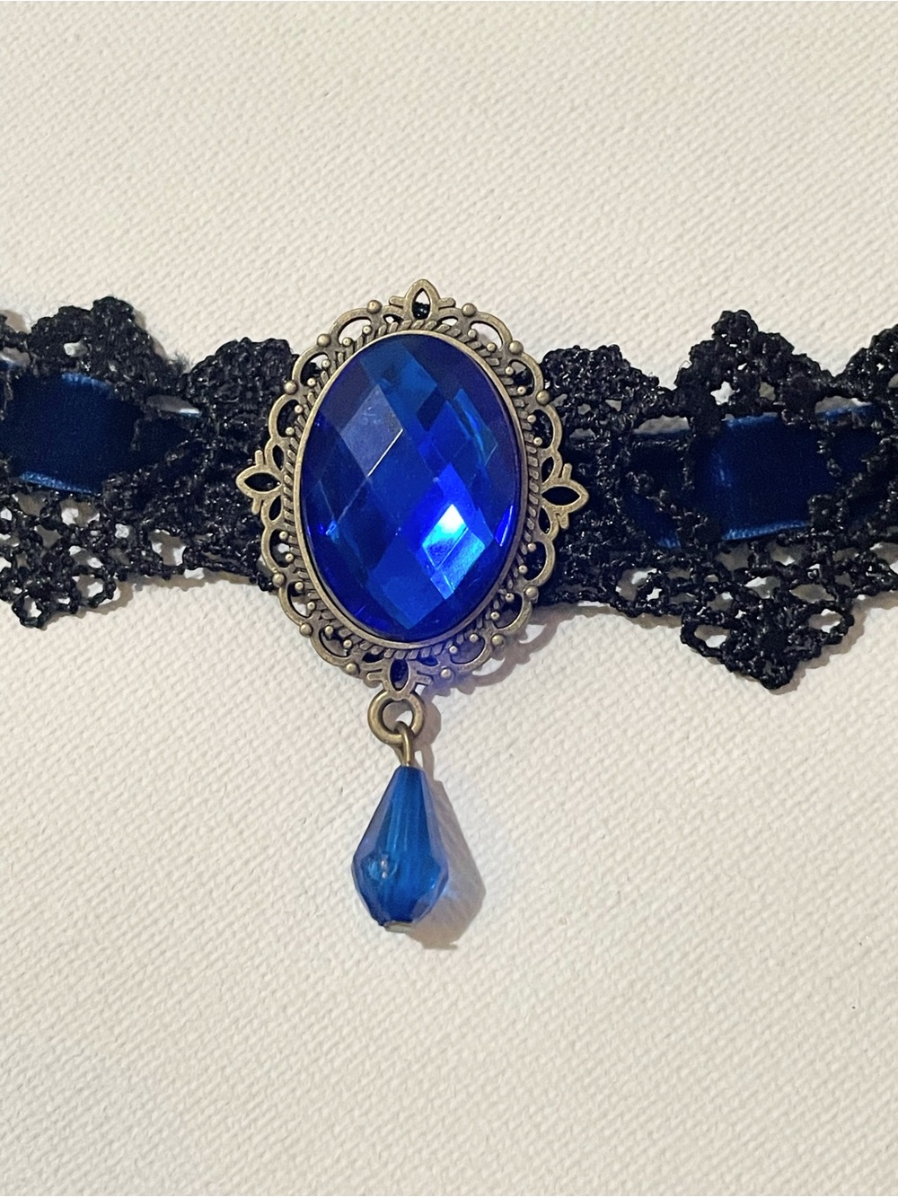 🕸️ Royal Blue Vampire Gothic Cameo Lace Choker 🕸️